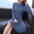 Women Long Sleeve Sweater Dress - Blue / One Size