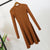 Women Long Sleeve Sweater Dress - Brown / One Size