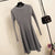 Women Long Sleeve Sweater Dress - gray / One Size
