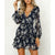 Women Puff Long Sleeve Chiffon Dress - Blue / L
