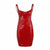 Women Sexy Faux Leather Pencil Dress - Red / L