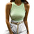 Women Solid Color Tank Top - green / S