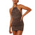 Women Striped Halter Neck Sleeveless Dress - Brown / L
