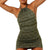 Women Striped Halter Neck Sleeveless Dress - green / XL