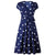 Women Vintage Polka Dots Dress - Navy Blue / L
