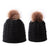 Women Winter Beanie Bubble Hats - Black pair / One Size