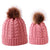 Women Winter Beanie Bubble Hats - Pink pair / One Size