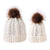 Women Winter Beanie Bubble Hats - White pair / One Size