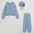 Women’s Basic Cotton Sweatshirts Sets - HazeBlue Fur Lining / L