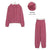 Women’s Basic Cotton Sweatshirts Sets - Rose Red No Lining / L