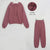 Women’s Basic Cotton Sweatshirts Sets - RoseRed Fur Lining / L