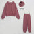 Women’s Basic Cotton Sweatshirts Sets - RoseRedFleeceLining / L