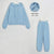 Women’s Basic Cotton Sweatshirts Sets - SkyBlueFleeceLining / L