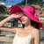 Women’s Summer Beach Big Brim Hat - K60-Rose Red / M(55-60cm)Adjustable
