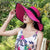 Women’s Summer Beach Big Brim Hat - K60-Rose Red2 / M(55-60cm)Adjustable