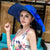 Women’s Summer Beach Big Brim Hat - K60-Royal blue / M(55-60cm)Adjustable