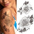 Peony Flower Black Mask Zinna Lily Chains Snake Realistic Rose  DIY Waterproof Temporary Tattoo For Men & Women - Birmon