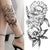 Peony Flower Black Mask Zinna Lily Chains Snake Realistic Rose  DIY Waterproof Temporary Tattoo For Men & Women - Birmon